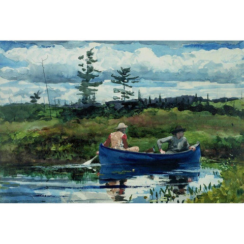 The Blue Boat Black Modern Wood Framed Art Print with Double Matting by Homer, Winslow