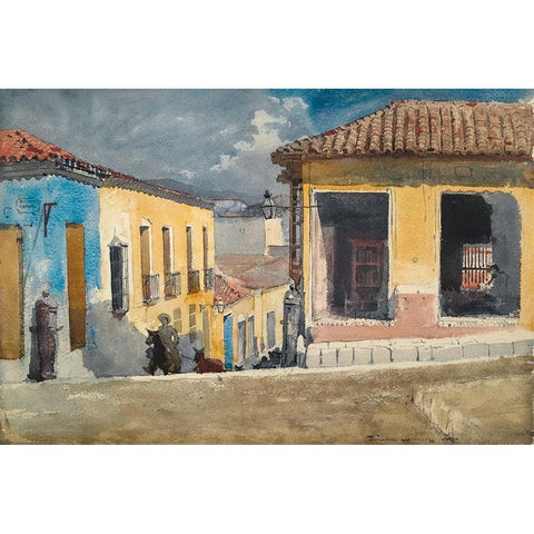 Santiago de Cuba, Street Scene White Modern Wood Framed Art Print by Homer, Winslow