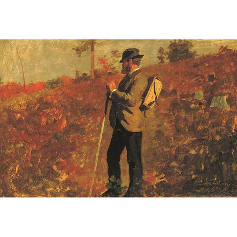 Man with a Knapsack Black Modern Wood Framed Art Print with Double Matting by Homer, Winslow