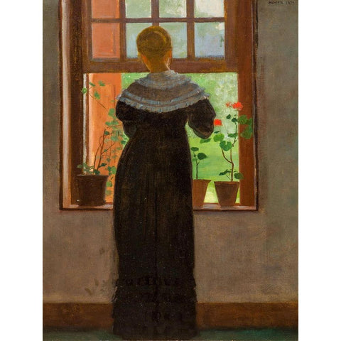 An Open Window Black Modern Wood Framed Art Print with Double Matting by Homer, Winslow