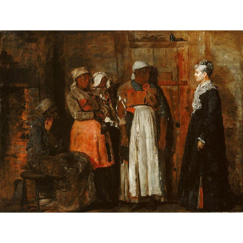 A Visit from the Old Mistress Gold Ornate Wood Framed Art Print with Double Matting by Homer, Winslow