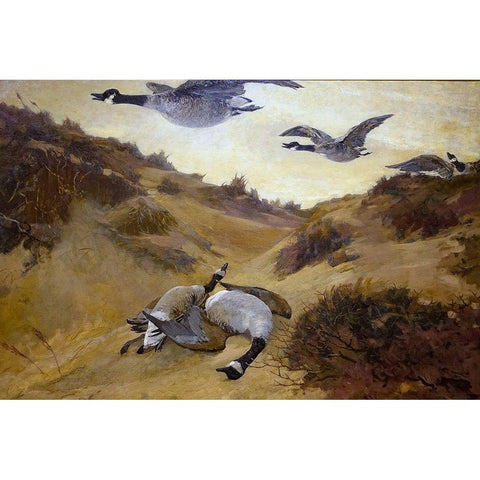 Wild Geese in Flight White Modern Wood Framed Art Print by Homer, Winslow