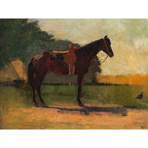 Saddle Horse in Farm Yard Gold Ornate Wood Framed Art Print with Double Matting by Homer, Winslow