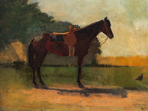 Saddle Horse in Farm Yard Black Ornate Wood Framed Art Print with Double Matting by Homer, Winslow