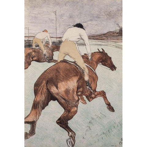 The Jockey White Modern Wood Framed Art Print by Toulouse-Lautrec, Henri de