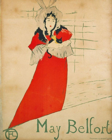 May Belfort White Modern Wood Framed Art Print with Double Matting by Toulouse-Lautrec, Henri de