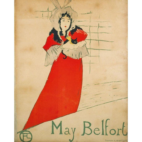 May Belfort Black Modern Wood Framed Art Print by Toulouse-Lautrec, Henri de