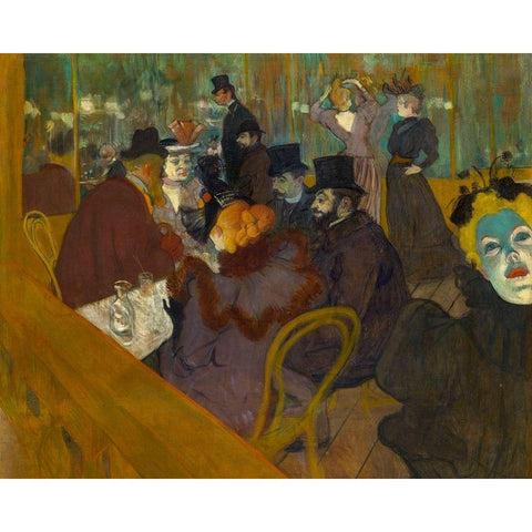 At the Moulin Rouge Gold Ornate Wood Framed Art Print with Double Matting by Toulouse-Lautrec, Henri de