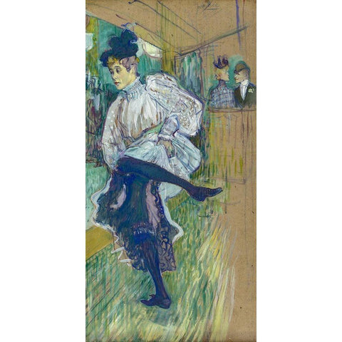 Jane Avril Dancing Gold Ornate Wood Framed Art Print with Double Matting by Toulouse-Lautrec, Henri de