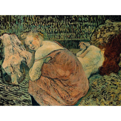 Two Friends Black Modern Wood Framed Art Print with Double Matting by Toulouse-Lautrec, Henri de