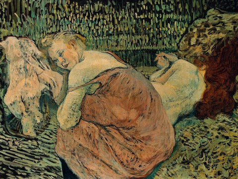 Two Friends Black Ornate Wood Framed Art Print with Double Matting by Toulouse-Lautrec, Henri de