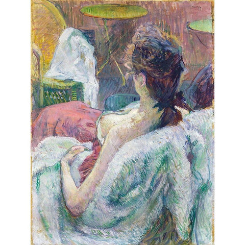 The Model Resting Gold Ornate Wood Framed Art Print with Double Matting by Toulouse-Lautrec, Henri de