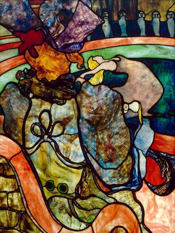 At the New Circus, Papa Chrysanthemum White Modern Wood Framed Art Print with Double Matting by Toulouse-Lautrec, Henri de