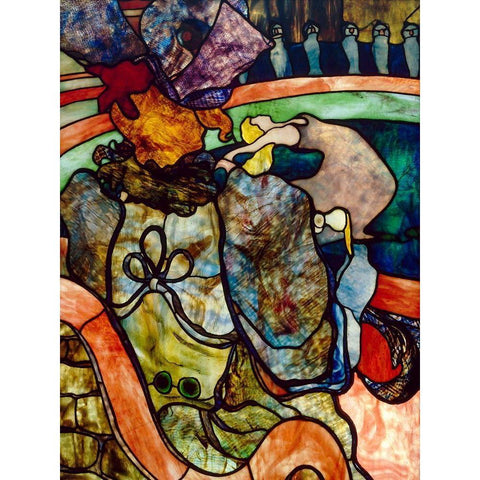 At the New Circus, Papa Chrysanthemum Gold Ornate Wood Framed Art Print with Double Matting by Toulouse-Lautrec, Henri de