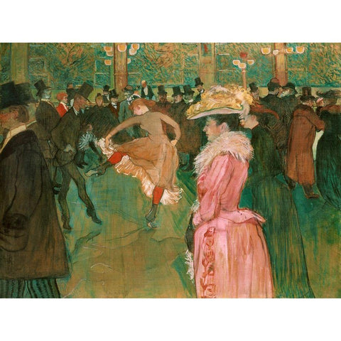 At the Moulin Rouge- The Dance White Modern Wood Framed Art Print by Toulouse-Lautrec, Henri de