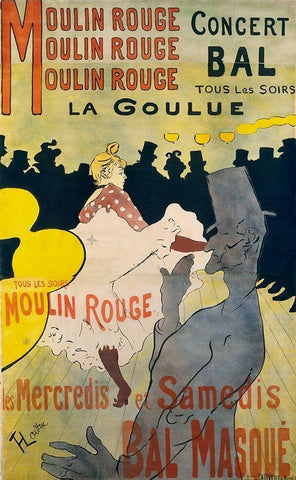 Moulin Rouge La Goulue White Modern Wood Framed Art Print with Double Matting by Toulouse-Lautrec, Henri de