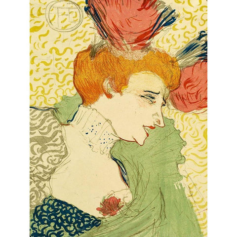 Bust of Mlle. Marcelle Lender White Modern Wood Framed Art Print by Toulouse-Lautrec, Henri de
