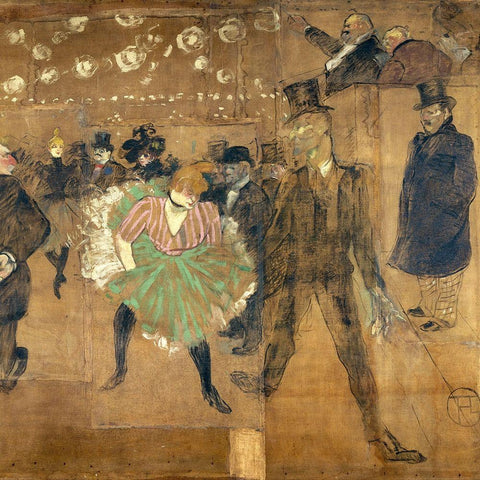 Panneaux pour la baraque de la Goulue, a la Foire du Trone a Paris Black Ornate Wood Framed Art Print with Double Matting by Toulouse-Lautrec, Henri de