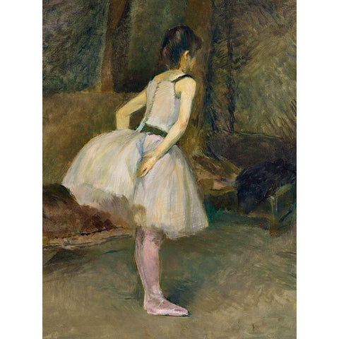 Dancer White Modern Wood Framed Art Print by Toulouse-Lautrec, Henri de