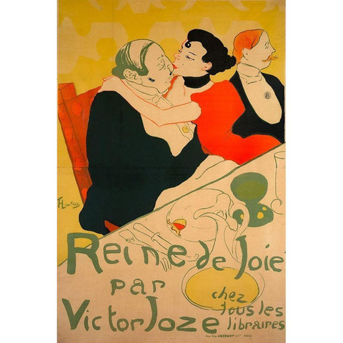 Reine de Joie Gold Ornate Wood Framed Art Print with Double Matting by Toulouse-Lautrec, Henri de
