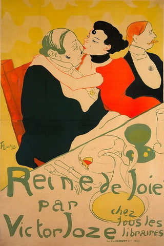 Reine de Joie Black Ornate Wood Framed Art Print with Double Matting by Toulouse-Lautrec, Henri de