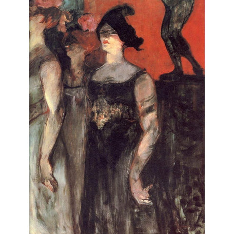 Messalina Black Modern Wood Framed Art Print by Toulouse-Lautrec, Henri de