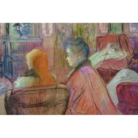 In the Salon Black Modern Wood Framed Art Print with Double Matting by Toulouse-Lautrec, Henri de