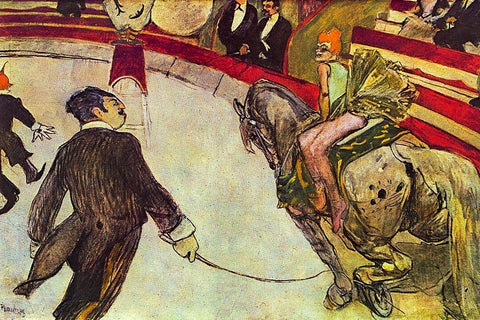 At the circus Fernando White Modern Wood Framed Art Print with Double Matting by Toulouse-Lautrec, Henri de