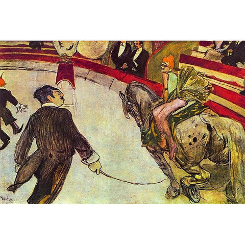 At the circus Fernando Black Modern Wood Framed Art Print by Toulouse-Lautrec, Henri de