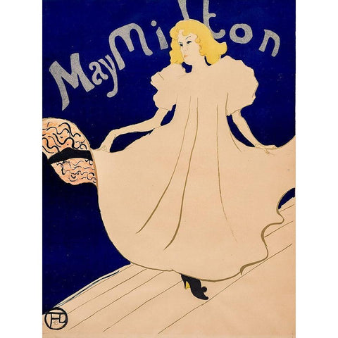 May Milton Black Modern Wood Framed Art Print with Double Matting by Toulouse-Lautrec, Henri de