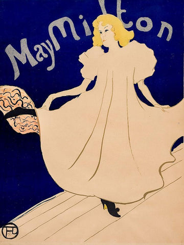 May Milton Black Ornate Wood Framed Art Print with Double Matting by Toulouse-Lautrec, Henri de