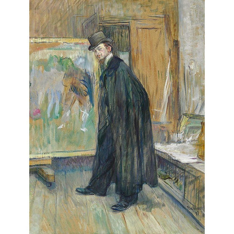 Portrait de Henri Nocq Gold Ornate Wood Framed Art Print with Double Matting by Toulouse-Lautrec, Henri de