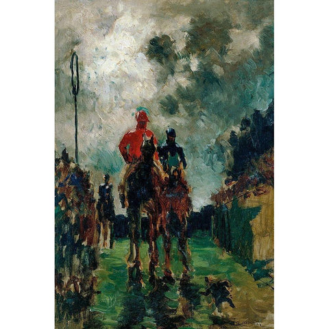 The Jockeys Black Modern Wood Framed Art Print with Double Matting by Toulouse-Lautrec, Henri de