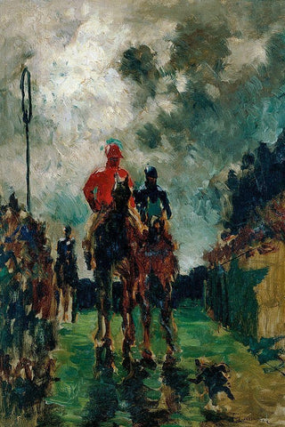 The Jockeys Black Ornate Wood Framed Art Print with Double Matting by Toulouse-Lautrec, Henri de