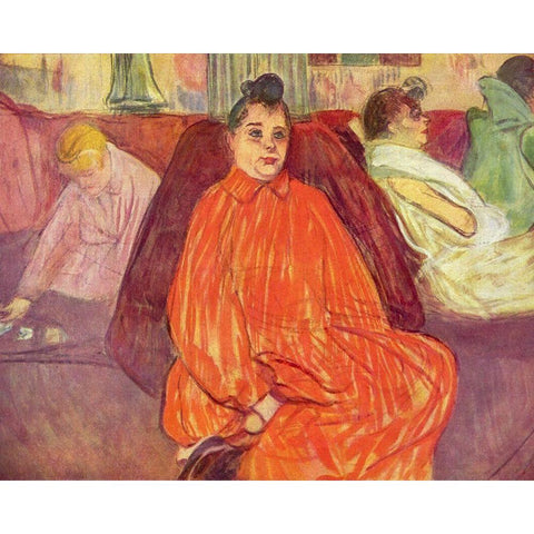 At the Salon, the Divan Gold Ornate Wood Framed Art Print with Double Matting by Toulouse-Lautrec, Henri de