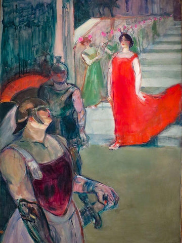 The Opera Messelina at Bordeaux White Modern Wood Framed Art Print with Double Matting by Toulouse-Lautrec, Henri de