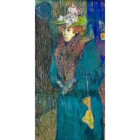 Jane Avril enters the Moulin Rouge Gold Ornate Wood Framed Art Print with Double Matting by Toulouse-Lautrec, Henri de