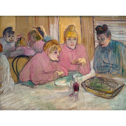 The Ladies in the Dining Room Black Modern Wood Framed Art Print with Double Matting by Toulouse-Lautrec, Henri de