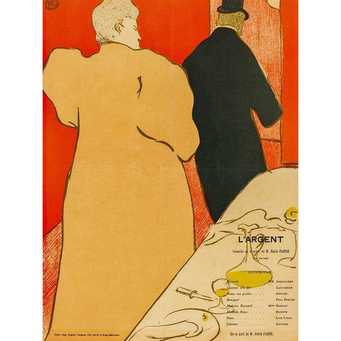 LArgent White Modern Wood Framed Art Print by Toulouse-Lautrec, Henri de
