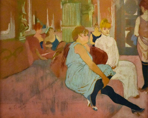 Au salon de la rue des Moulins White Modern Wood Framed Art Print with Double Matting by Toulouse-Lautrec, Henri de