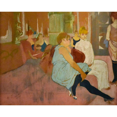 Au salon de la rue des Moulins Black Modern Wood Framed Art Print with Double Matting by Toulouse-Lautrec, Henri de
