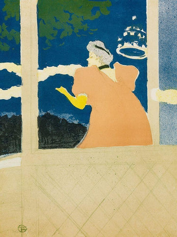 Aux Ambassadeurs White Modern Wood Framed Art Print with Double Matting by Toulouse-Lautrec, Henri de