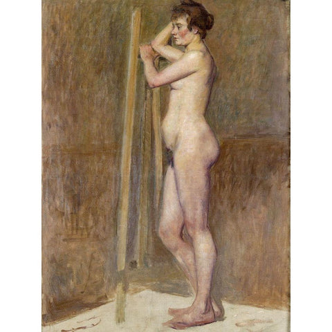 Nude in the studio White Modern Wood Framed Art Print by Toulouse-Lautrec, Henri de