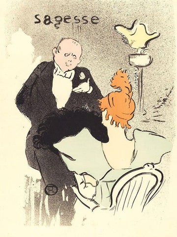 Wisdom Sagesse Black Ornate Wood Framed Art Print with Double Matting by Toulouse-Lautrec, Henri de