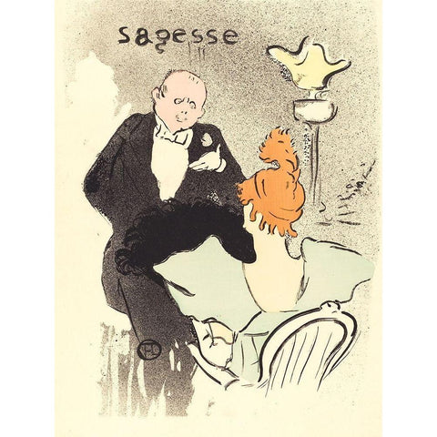Wisdom Sagesse Black Modern Wood Framed Art Print by Toulouse-Lautrec, Henri de