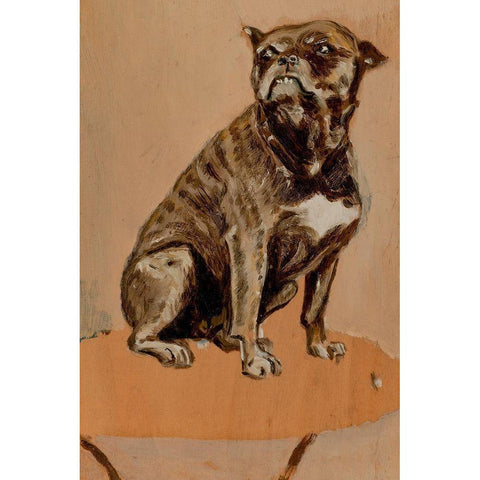 Touc, Seated on a Table White Modern Wood Framed Art Print by Toulouse-Lautrec, Henri de