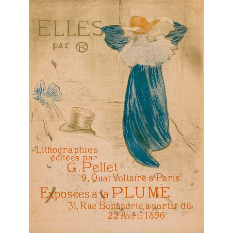 Elles, Frontispiece Black Modern Wood Framed Art Print with Double Matting by Toulouse-Lautrec, Henri de