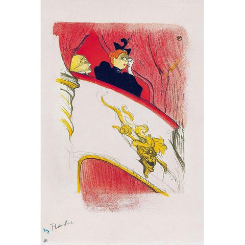 La Loge au mascaron dore Black Modern Wood Framed Art Print by Toulouse-Lautrec, Henri de