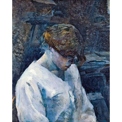 La Rousse in a White Blouse Gold Ornate Wood Framed Art Print with Double Matting by Toulouse-Lautrec, Henri de