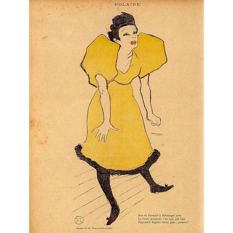 Polaire Black Modern Wood Framed Art Print with Double Matting by Toulouse-Lautrec, Henri de
